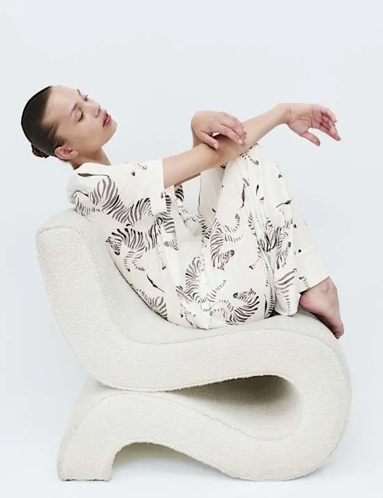 Cotton Modal Printed Revere Pyjama Set