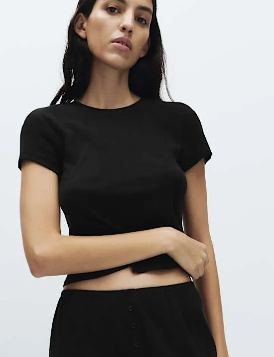 Pure Cotton Pointelle Pyjama Top