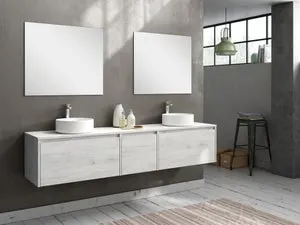 Mueble de baño con lavabo Moon Blanco 200x45 cm con 3 cajones