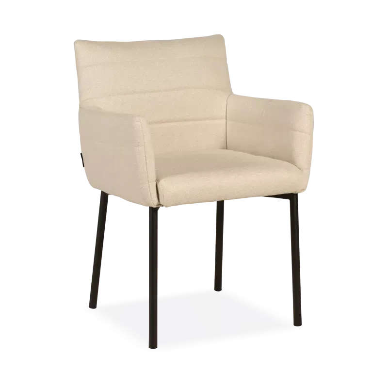 Armstoel Marea - stof Kamenta Beige - poot zwart - horizontale stiksels