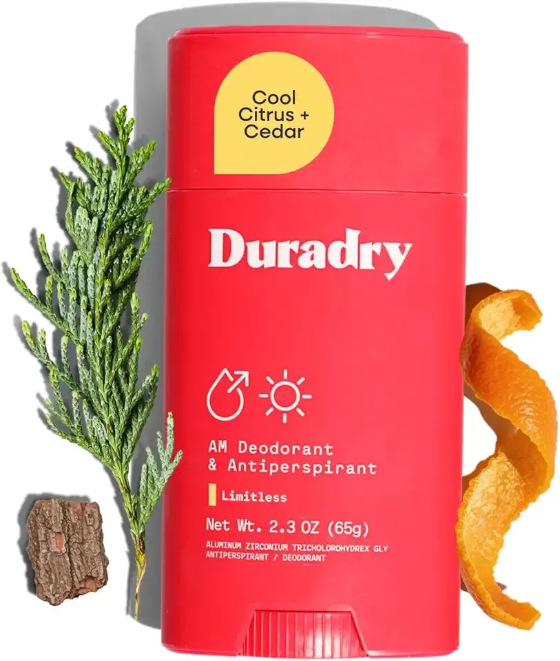 Duradry Clinical-Strength Antiperspirant Deodorant for Women and Men – Clean Formula with Natural Ingredients for Odor and Excessive Sweat Protection – (Cool Citrus + Cedar)2.3 Oz