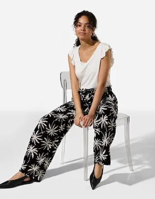 Pantaloni a palazzo - Viscosa - Nero
