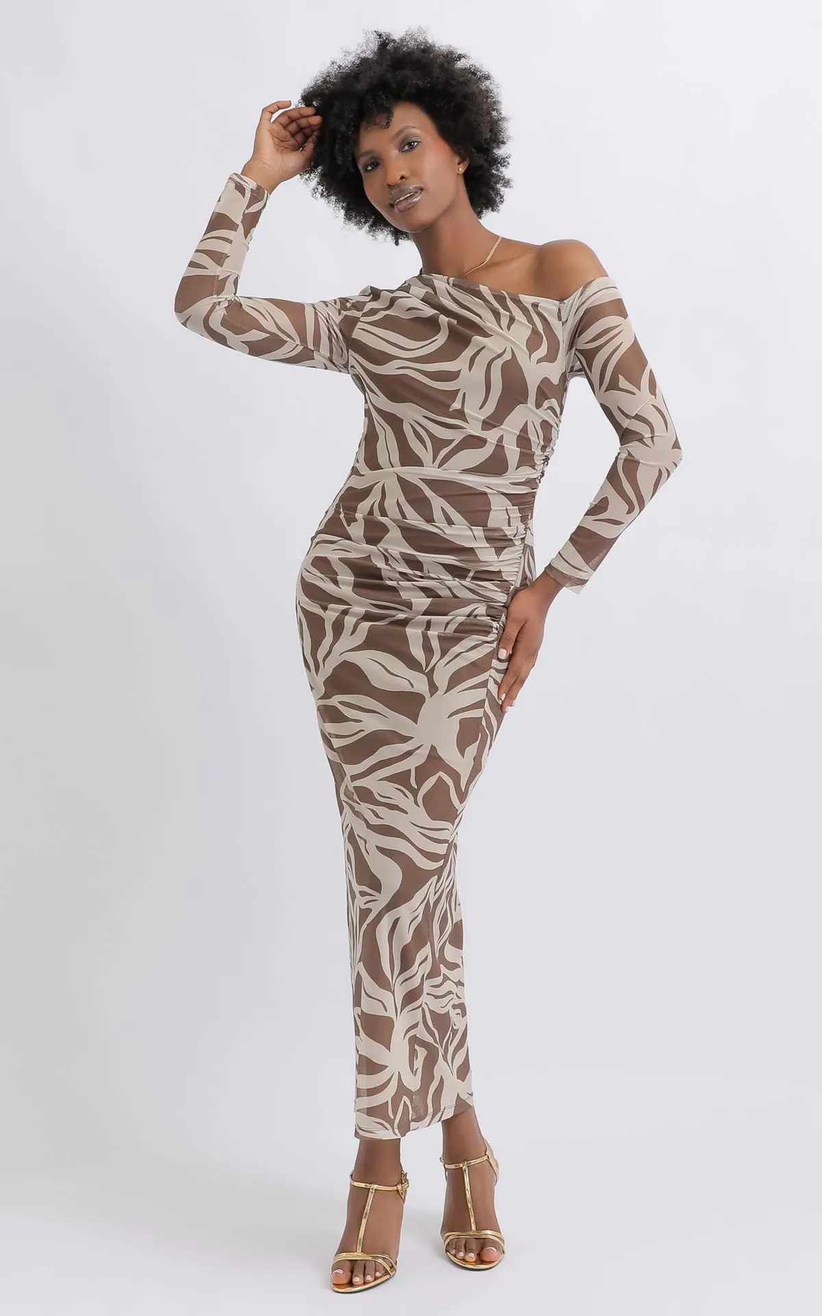 PTD Mesh Cold Shoulder Maxi