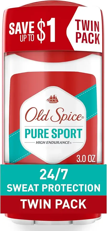 Old Spice High Endurance Anti-Perspirant Deodorant for Men, Pure Sport Scent, 3.0 oz Twin Pack