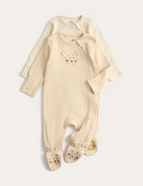 2er-Pack Schlafanzug mit hohem Baumwollanteil mit stilisierten Tiermotiven (Baby bis 3 J.)