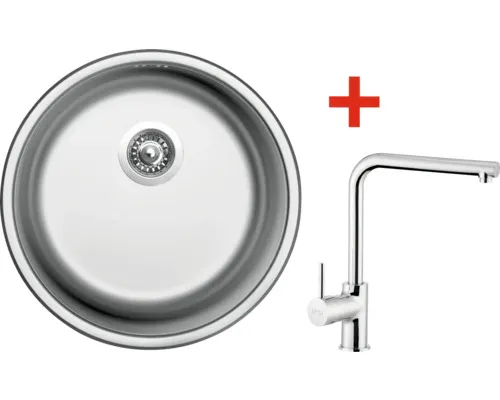 Nerezový dřez s baterií ROUND 450 450 x 450 mm + baterie ELKA N20