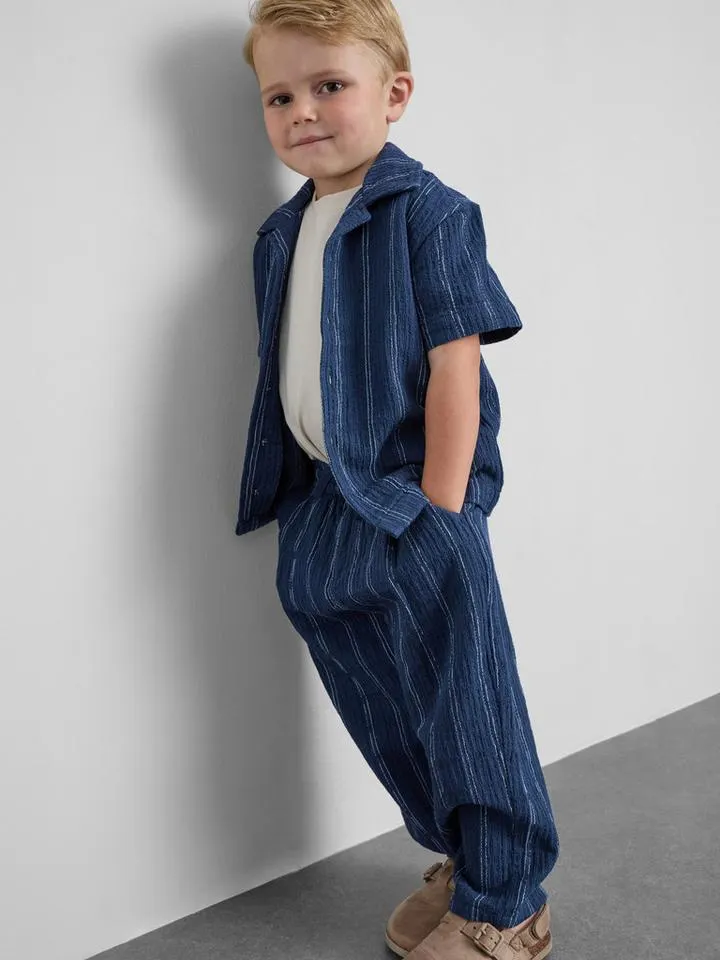 18 mois–12 ans | Chemise et pantalon en coton texturé à rayures The Edit
