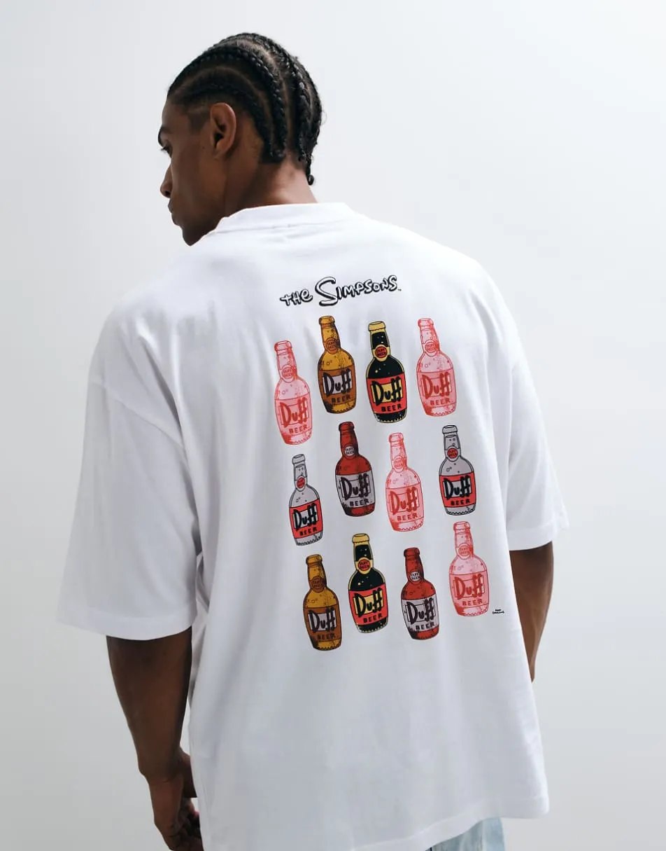 ASOS DESIGN oversized t-shirt with the Simpsons duff beer print in White