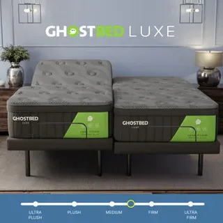 GhostBed Luxe 14” Memory Foam Mattress with Adjustable Base
