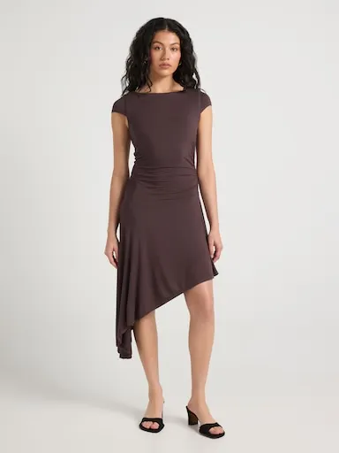 Angie Asymmetrical Jersey Midi Dress