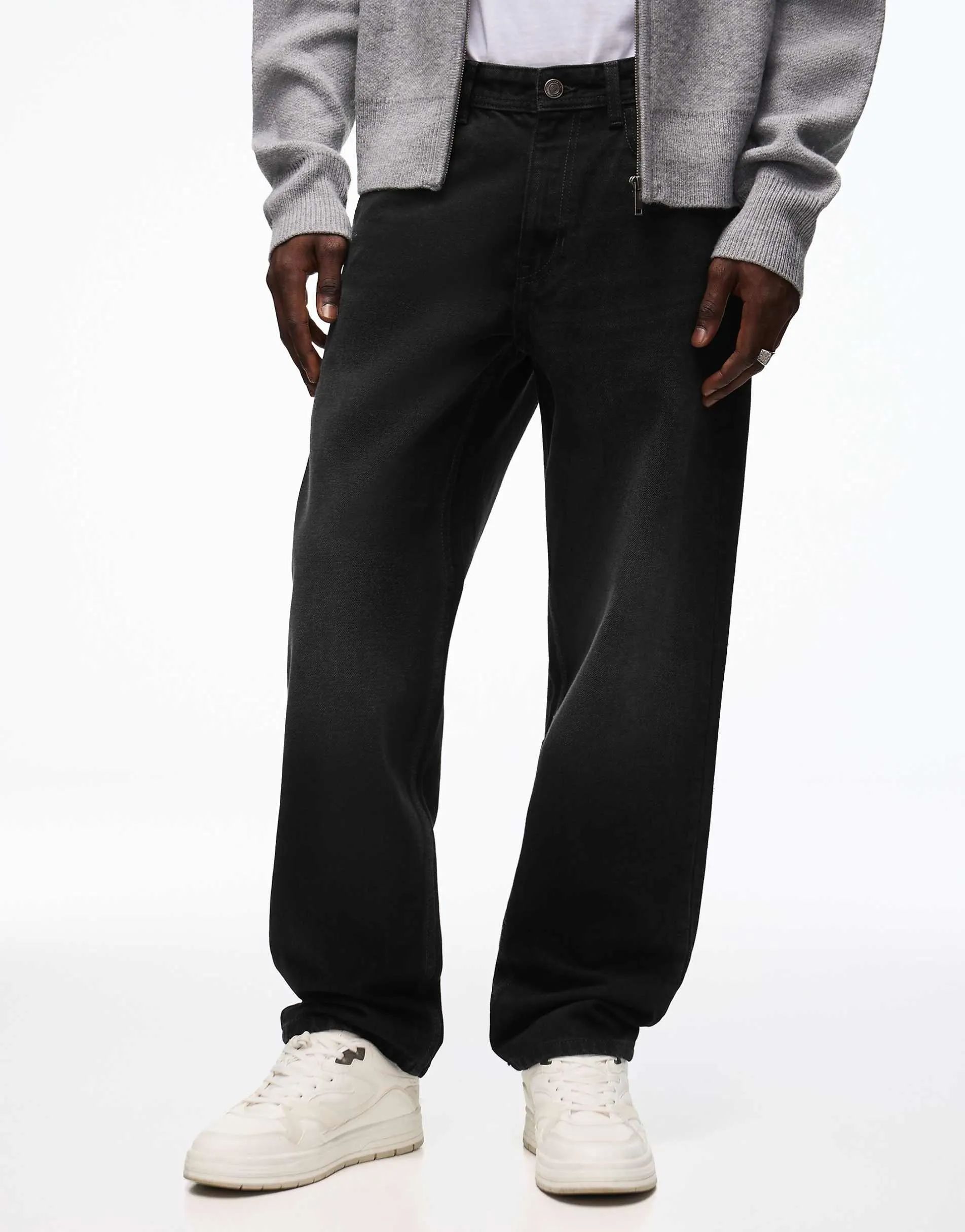 Bershka Straight-leg jeans in black