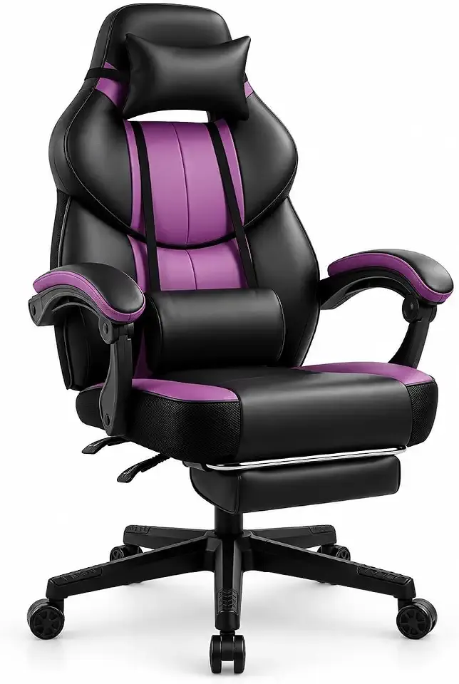 Gaming Chair for Adults 400 lb, Wide Pocket Spring Seat with Footrest