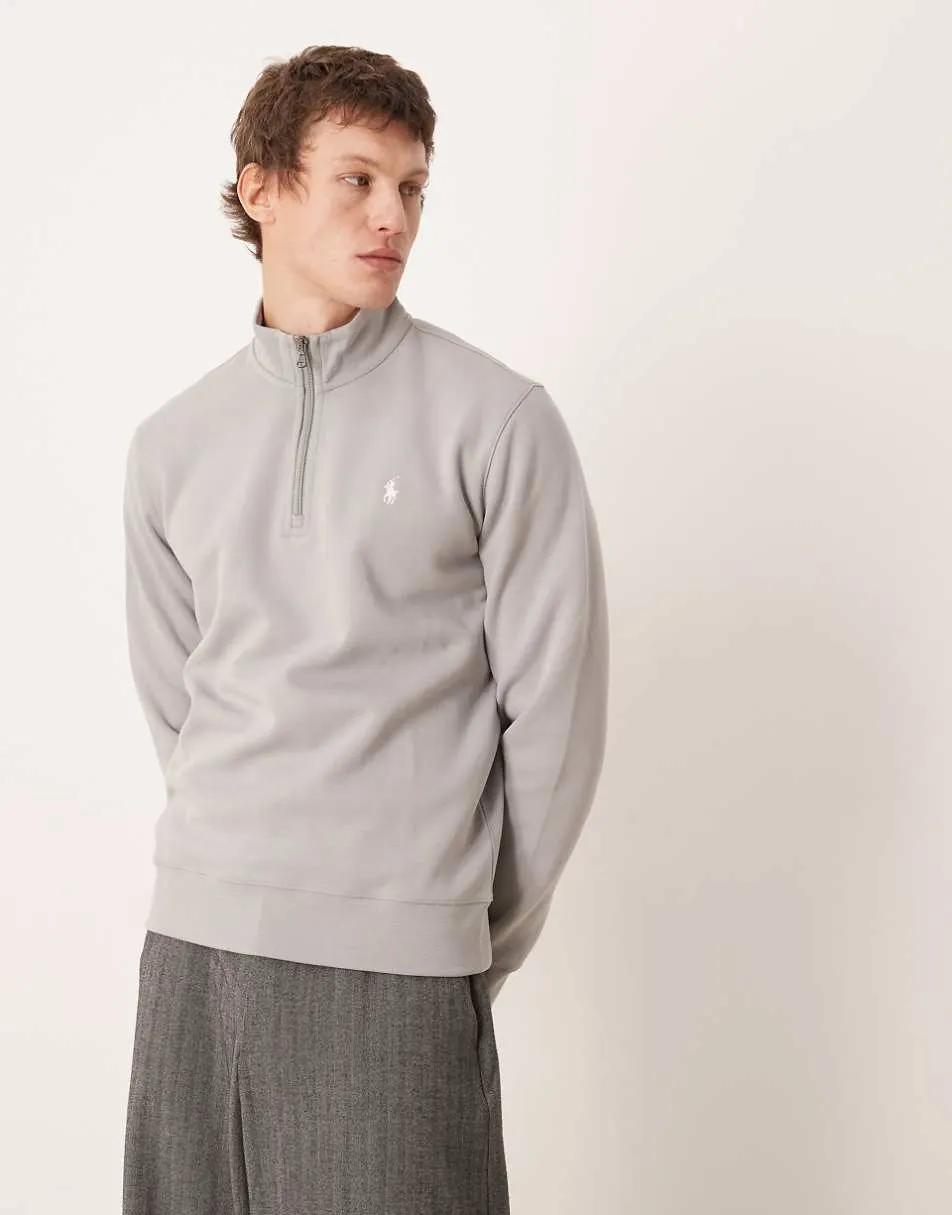 Polo Ralph Lauren icon logo double-knit quarter-zip pullover in grey