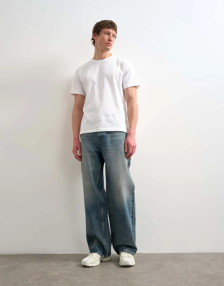 Topman rigid baggy jean in mid wash tint