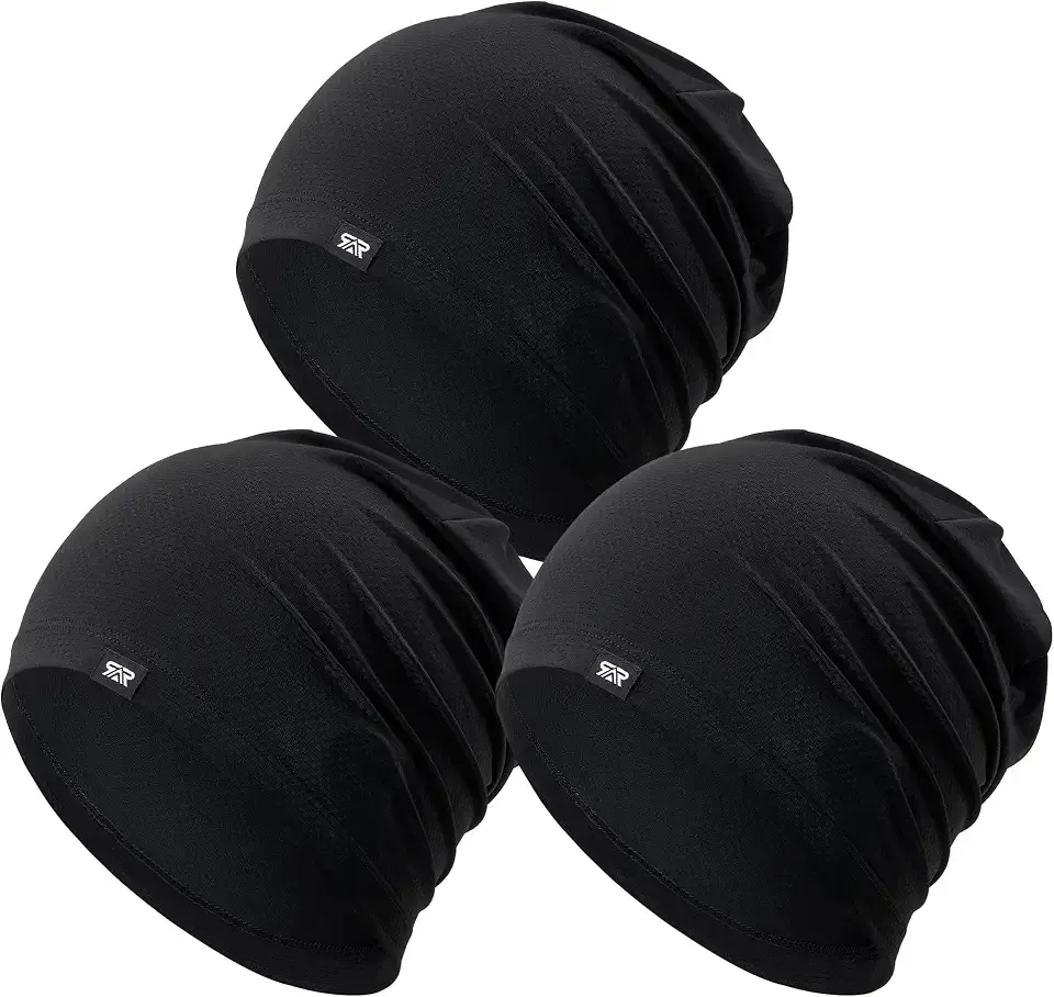 3Pcs Cooling Skull Cap for Men Women-Lightweight Breathable Beanie Hat, Thin Quick Dry Running Cap for Cycling