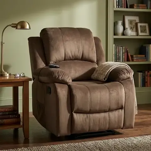 Sofá Reclinable con Masaje y Calentador 1 cuerpo Atlanta 94x101x161 cm Café