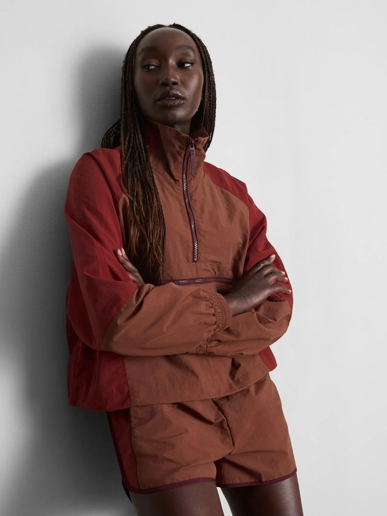 Veste color block à col zippé