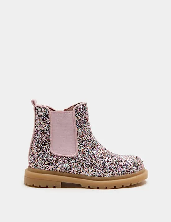 Kids' Glitter Chelsea Boots (4 Small-2 Large)