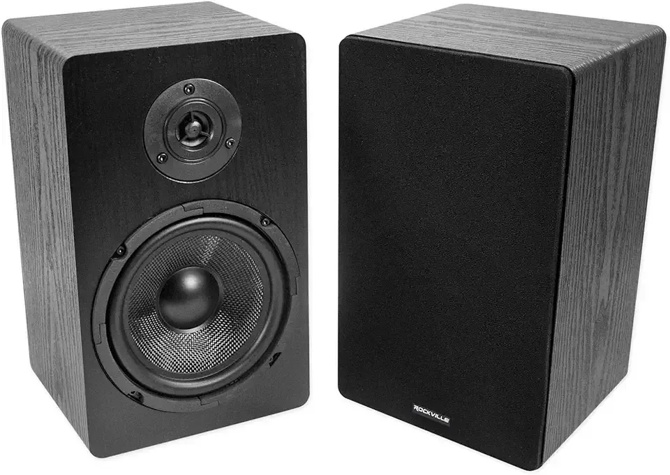 Rockville Pair RockShelf 68B V2 400W Black 6.5" Home Bookshelf Speakers, 8 Ohm, Kevlar Woofers, Silk Dome Tweeters, Wall-Mountable, for Home Theater and Stereo Systems