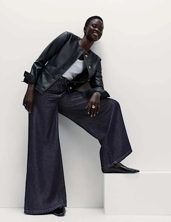 Lyocell™ Blend Wide Palazzo Leg Jeans