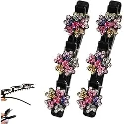 Women's Braided Hair Clips, 2025 New Sparkling Crystal Stone Hair Clips, Short Duckbill Clips, Braided for Ladies and Girls Crystal Stone (A)