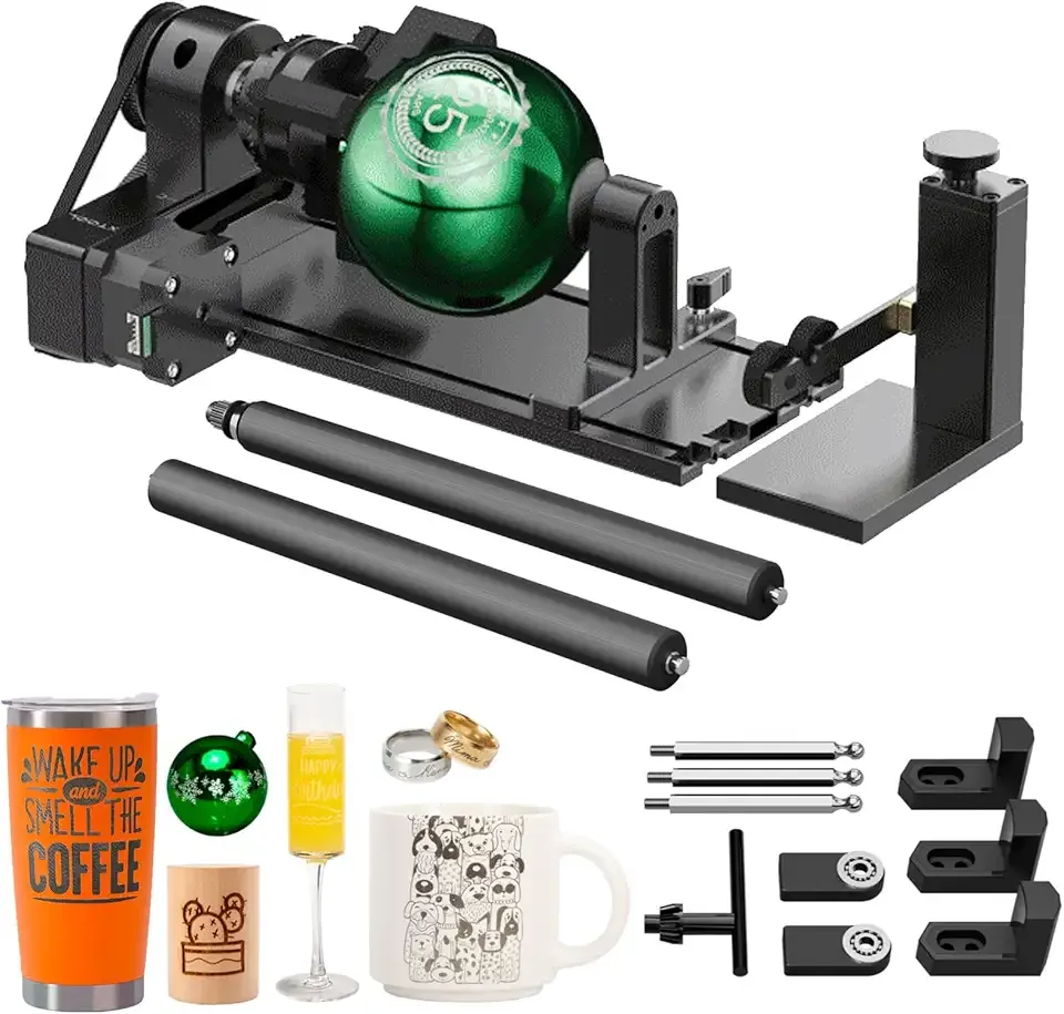 xTool RA2 Pro for xTool S1, F1, F1 Ultra, P2, M1 Ultra and Most Laser Engraver (Must with Riser), Y-axis Rotary Roller for Engraving Cylindrical Objects, Wine Glass, Tumbler, Engraver Accessory
