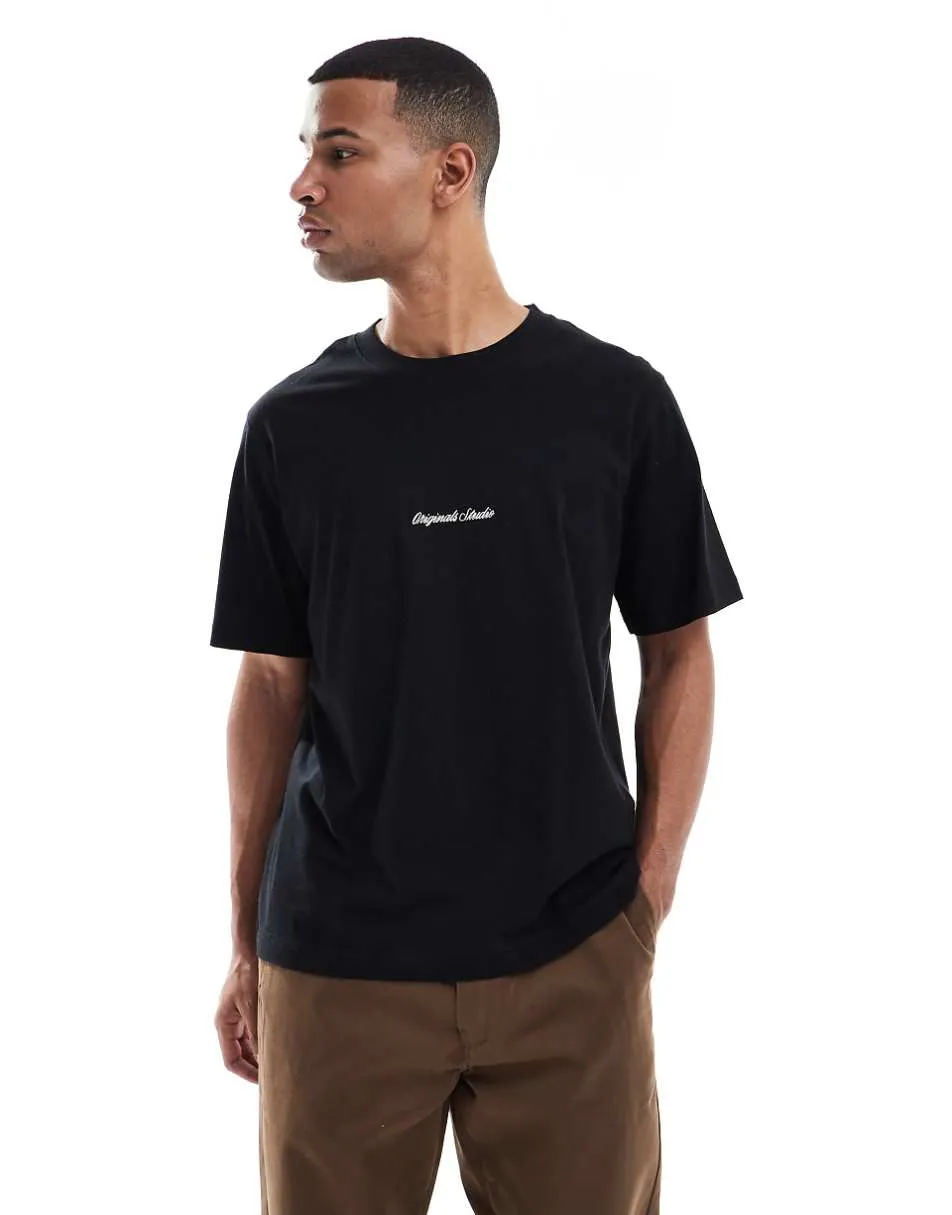 Jack & Jones oversized t-shirt with originals embroidery in black