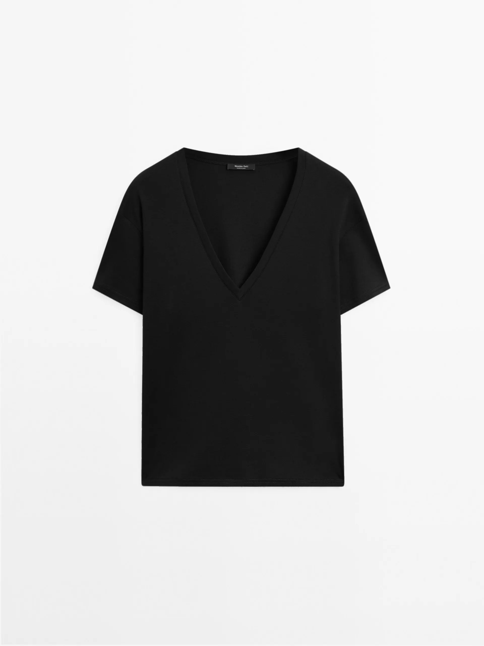 100% katoenen T-shirt met V-hals