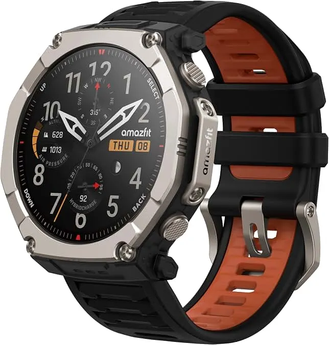 Amazfit T-Rex Ultra 2 Smart Watch, 1.5" AMOLED Sapphire Glass, iOS/Android | 51mm, 30-Day Battery, Dual-Band GPS, Flashlight, Titaniu…