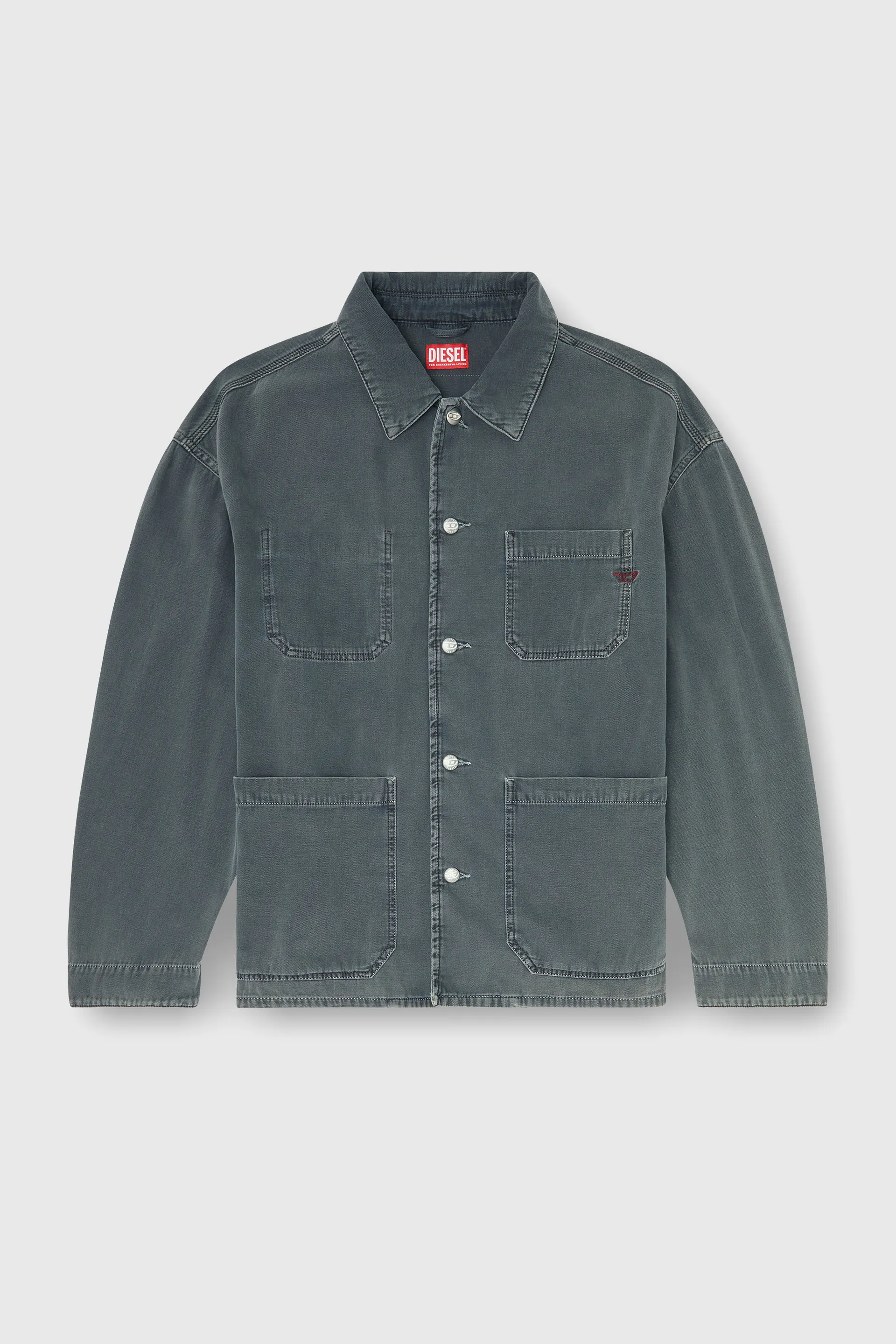 Utility-style jacket in coloured denim