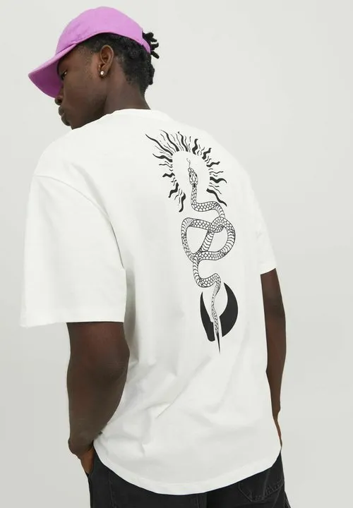 JJHEKTOR TEE CREW NECK - T-shirts med print - cloud dancer