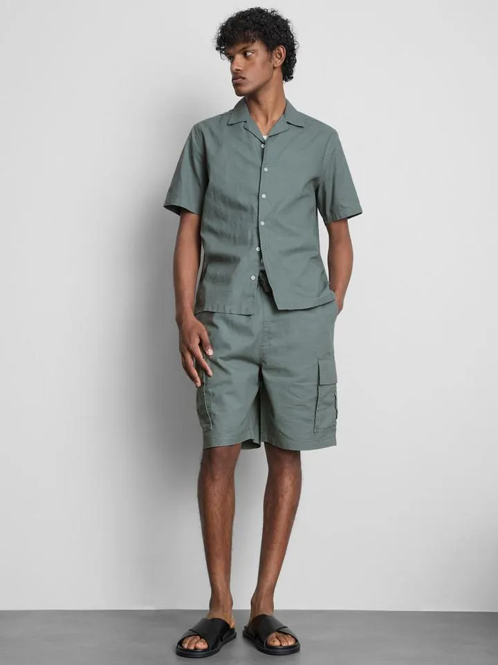 Chemise en lin mélangé à manches courtes