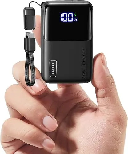 INIU Portable Charger, Ultra Mini 10000mAh 45W Fast Charging Power Bank, USB C Battery Pack with Cable, Flight-Safe Travel Powerbank for iPhone 17 16 15 Pro Max, Samsung S26, Xiaomi 17 Pro, iPad etc INIU Portable Charger, Ultra Mini 10000mAh 45W Fast Ch…
