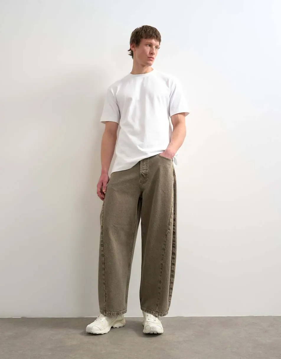 Topman rigid barrel jean in light brown