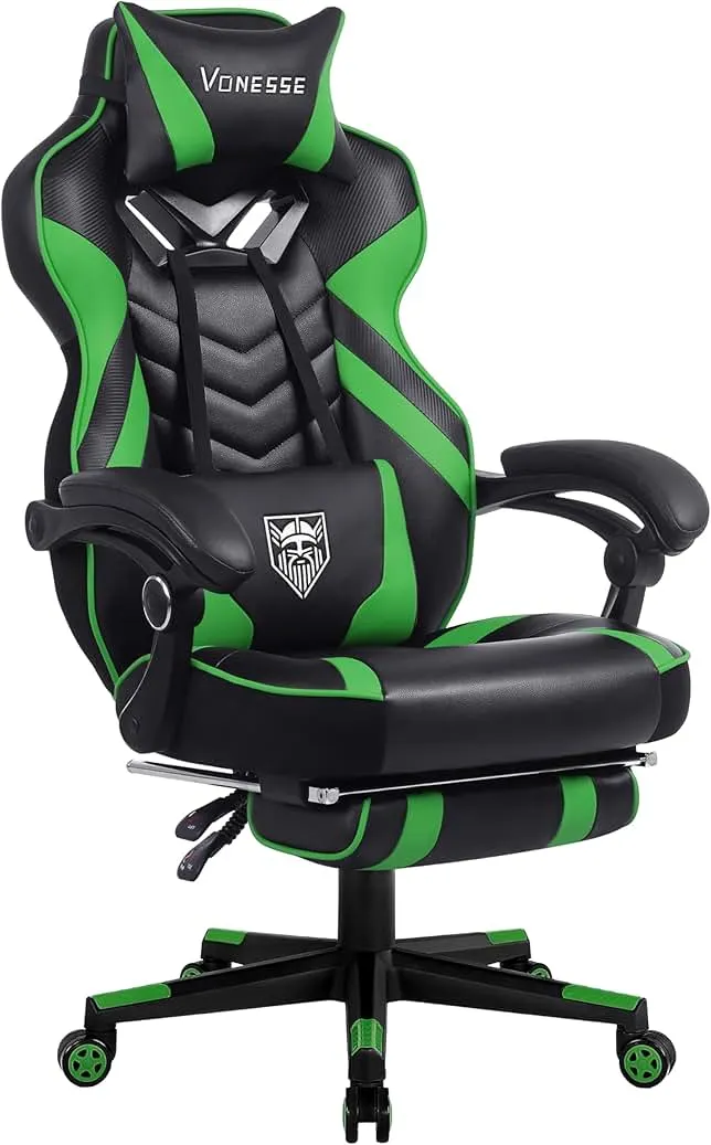 Vonesse Gaming Chair, Big and Tall Gaming Chair with Footrest and Massage, Gaming Chairs for Adults with Lumbar Support, Ergonomic High Back Comput…