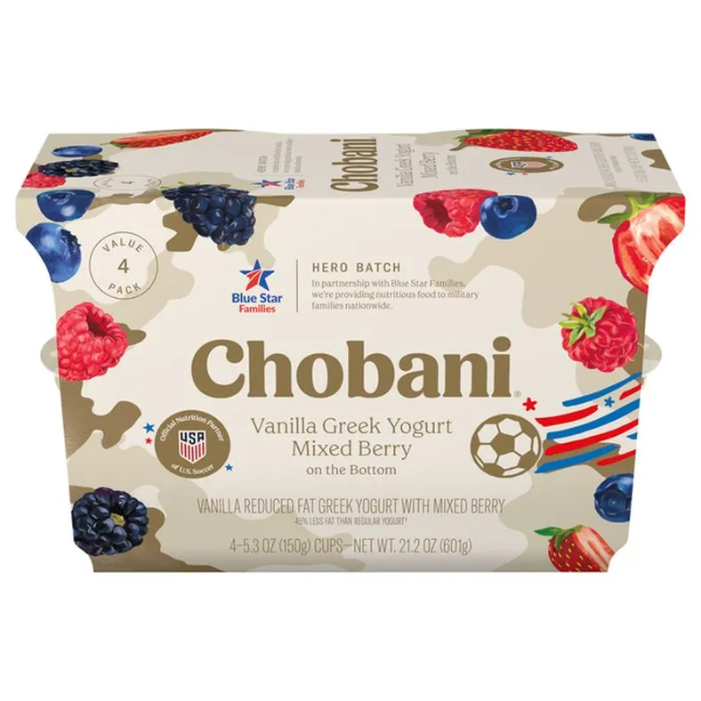 Chobani Mixed Berry on Bottom Vanilla Low-Fat Greek Yogurt