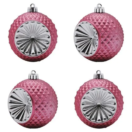 Enchanted Forest® 80mm Magenta Concave Accent Shatterproof Ornaments - 4 Pack