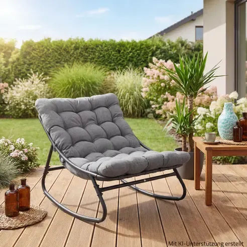 Schaukelstuhl - grau-schwarz - wasserresistente Auflage