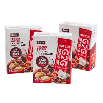G2G 3-pack Peanut Butter Coconut Chocolate Protein Bars 24-count