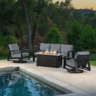 SunVilla Kosi 4-Piece Fire Outdoor Patio Seating Set