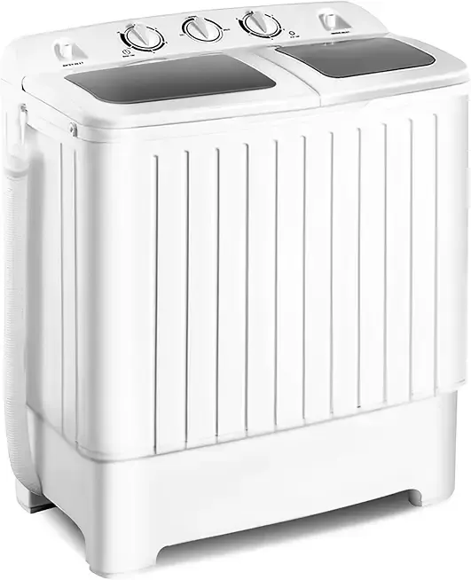 Giantex Portable Washing Machine, 20lbs Washer and Spinner Combo, Twin Tub 12lbs Wash & 8lbs Spin, Mini Compact Laundry Clothes Lavadora Portatil for Apartment Dorm RVs (White & Grey)