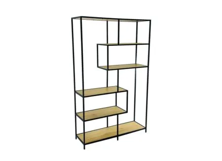 Opbergrek Tower 114x30x185cm - melamine & metaal - wild oak