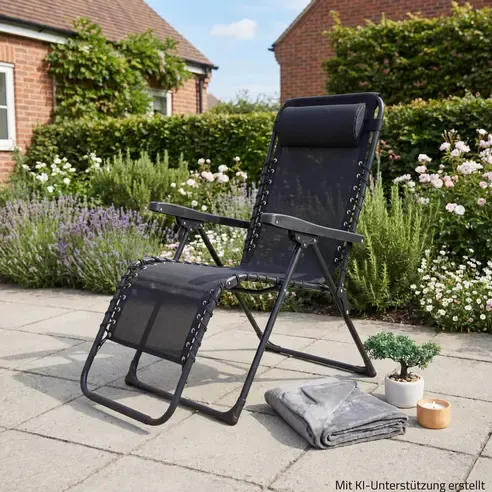 Gartenstuhl - schwarz - verstellbare Rückenlehne - 107 cm