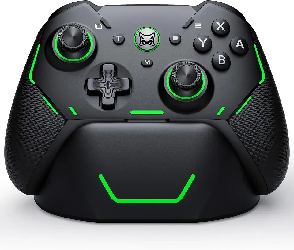 Svetaecho Switch 2 Controller with Charging Dock, Hall Effect Joystick & Trigger, Wireless Pro Controller for Nintendo Switch/Switch 2/OLED/Lite, 7 Color RGB, Programmable Macros & Turbo-NC800