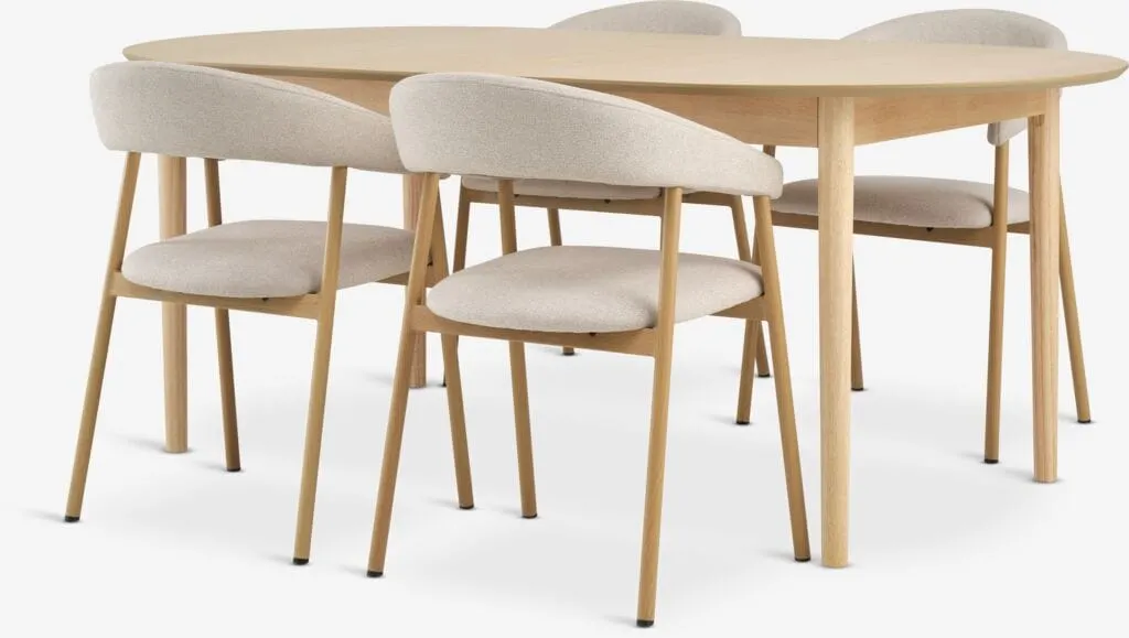 MARSTRAND Tavolo L200 cm rovere naturale + 4 EJSING beige