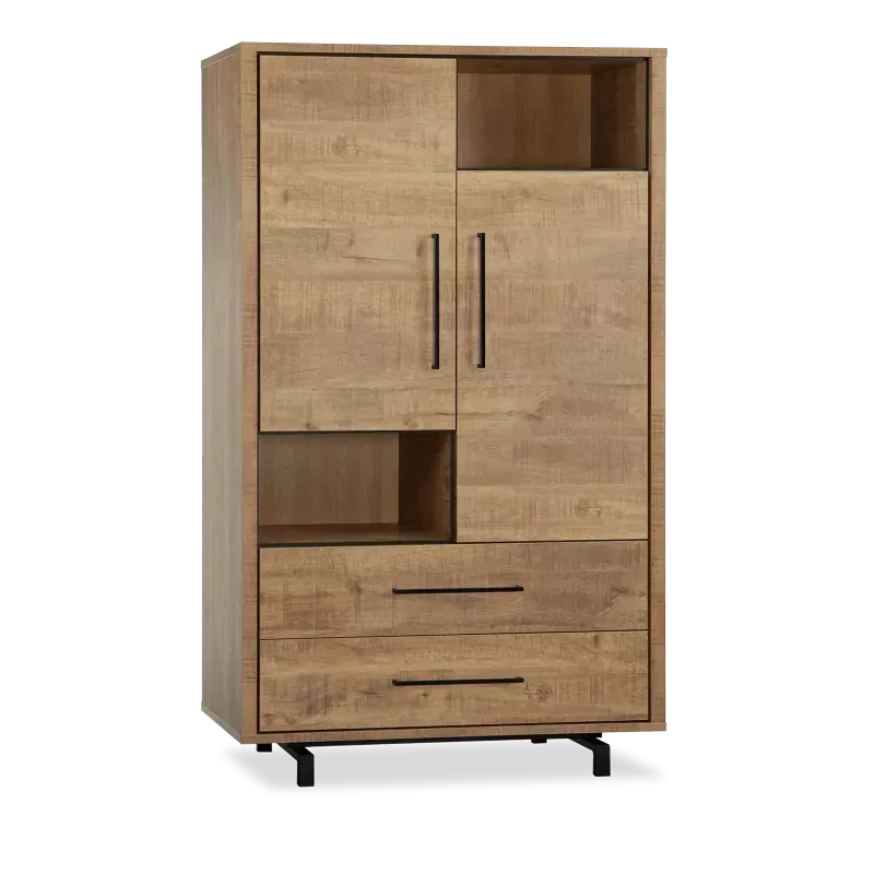 Wandkast Fairmont - 110 cm - Lamulux Mango - 2 deuren, 2 laden, 2 open vakken