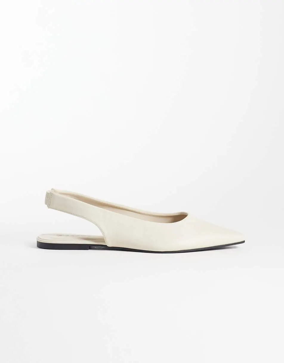 SEQWL Scar sling back pointed ballet flats in cream