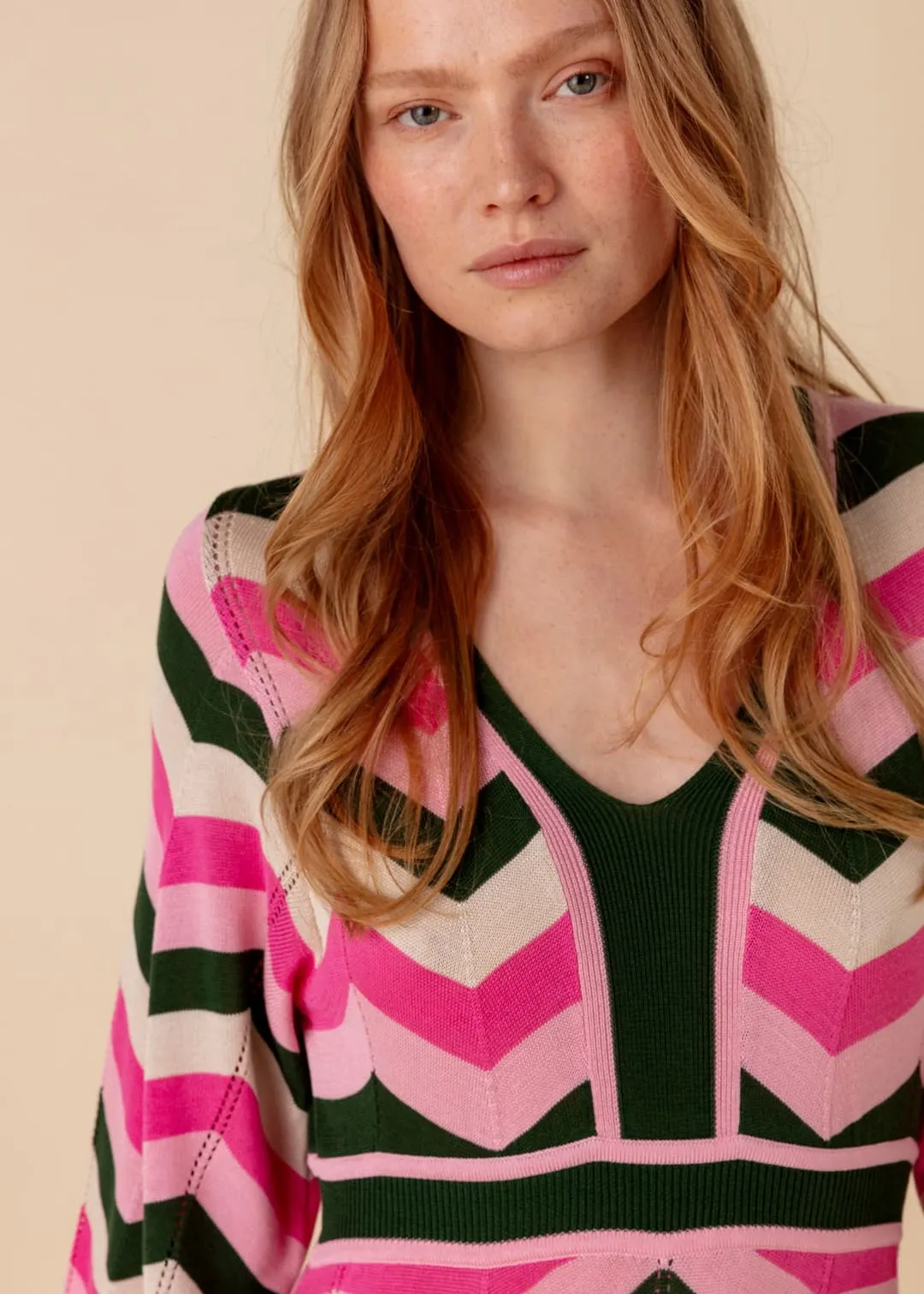 Lång stickad klänning