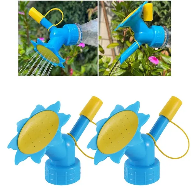 2 pezzi da giardino portatili in plastica a doppia testa annaffiatoio per piante, spruzzatore d'acqua bonsai - blu