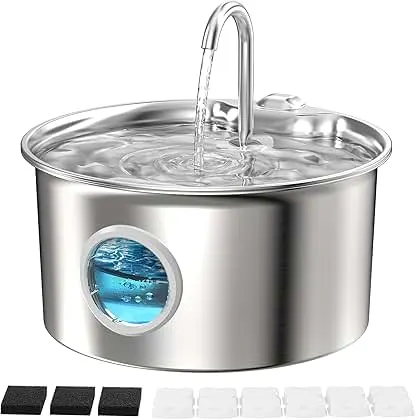 Stainless Steel Cat Water Fountain: Cat Fountain with 6…